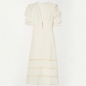 COPY - Reformation Ginny Lace-trimmed Pintucked Georgette Midi Dress in Ivory S…